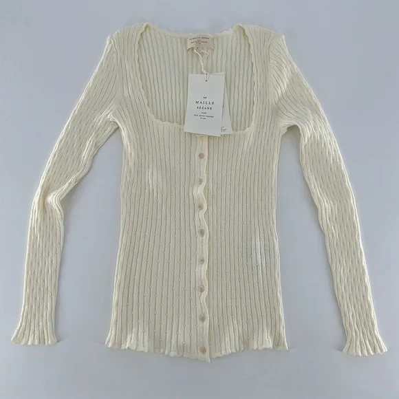 amygeyser さん専用！！！Sezaneカーディガン ホワイト Sezane ANGIE カーディガン ホワイト S サイズ